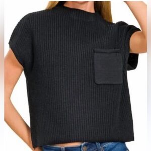 Free People Charcoal Knit Freya Sweater NWOT